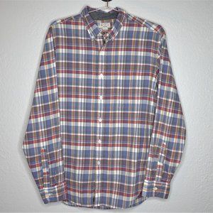 J. Crew Button Up Plaid Shirt Mens Blue Olive L